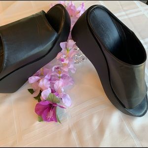 All Black slide wedge shoe. Size 8